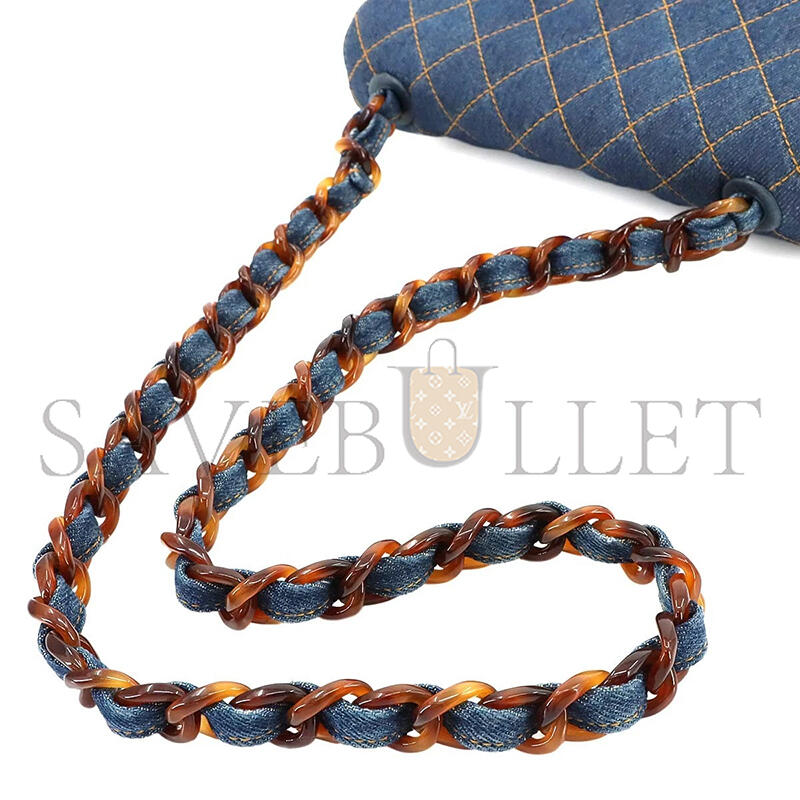 ch**el master matelasse plastic chain shoulder bag De*1m blue vintage (23*14*6cm)